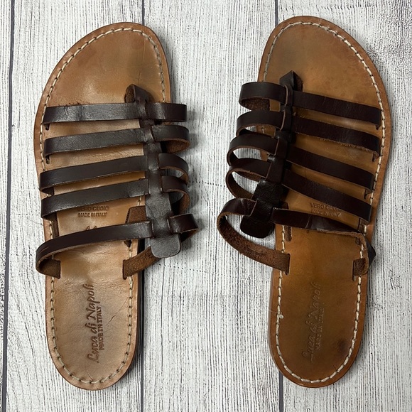 🔹 Luca di Napoli Strap Thong Sandals Made in Italy - Picture 1 of 6